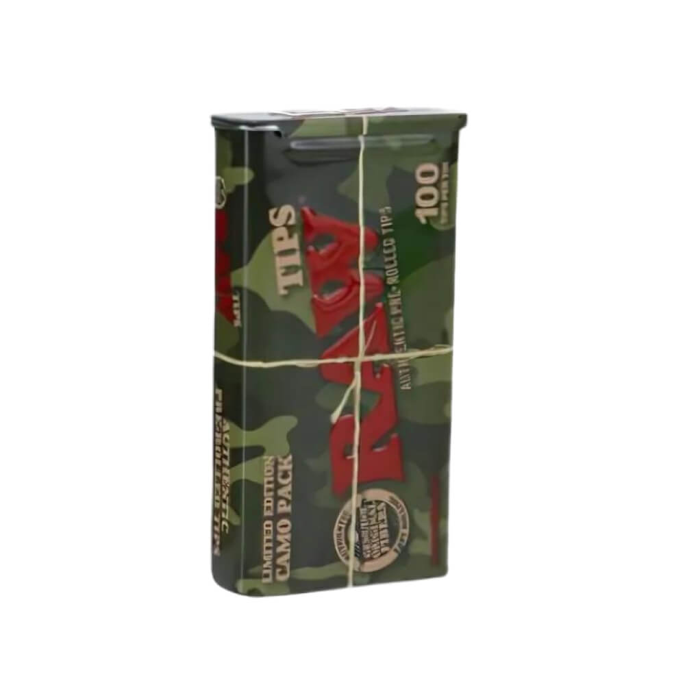 RAW Camo 100 Tips pré-roulés, édition limitée (6 boîtes/présentoir) 
