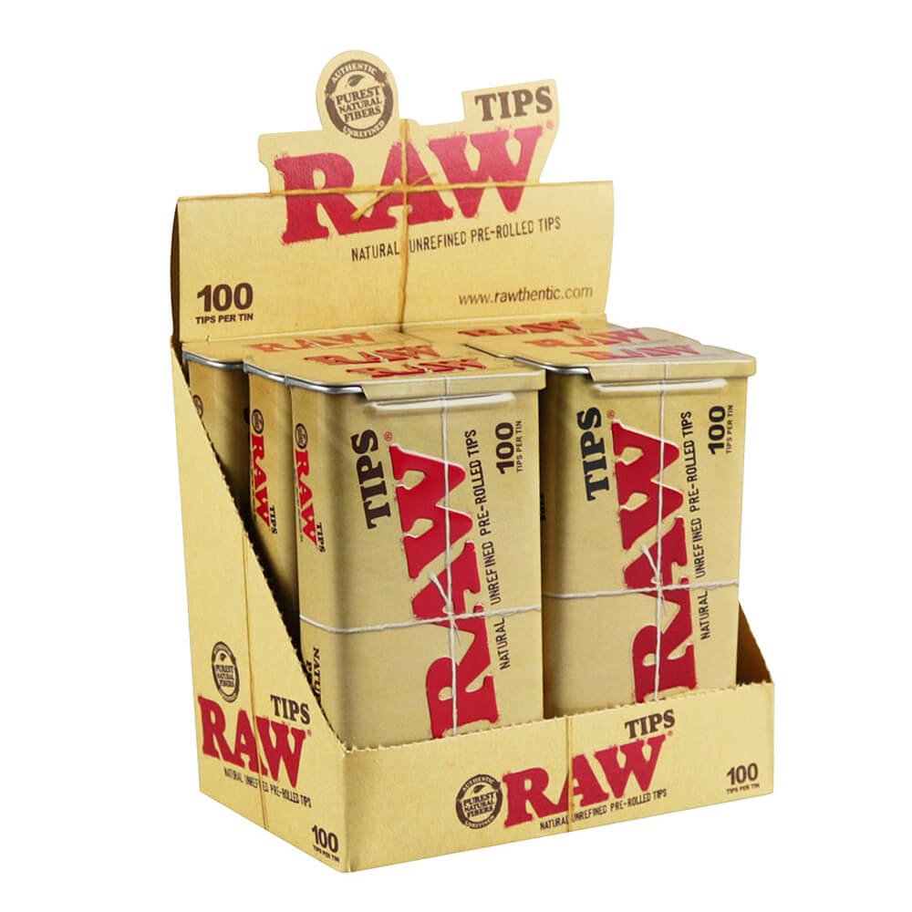 100 capsules pré-roulées non raffinées RAW (6 boîtes/présentoir) 