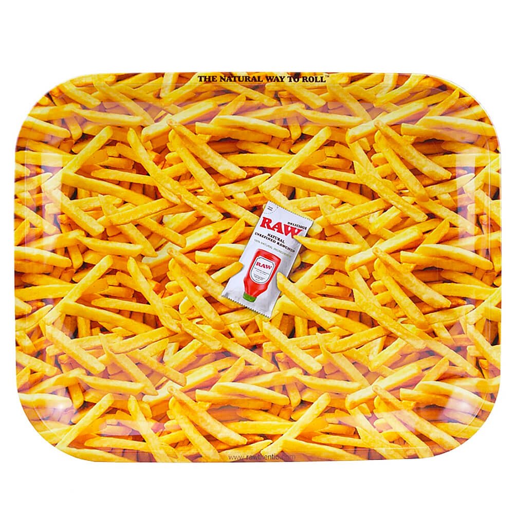 Grand plateau à rouler en métal pour frites crues