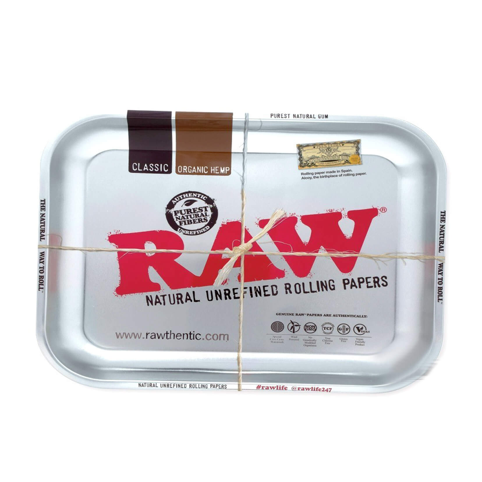 RAW-Plateau à roulettes métallique argenté